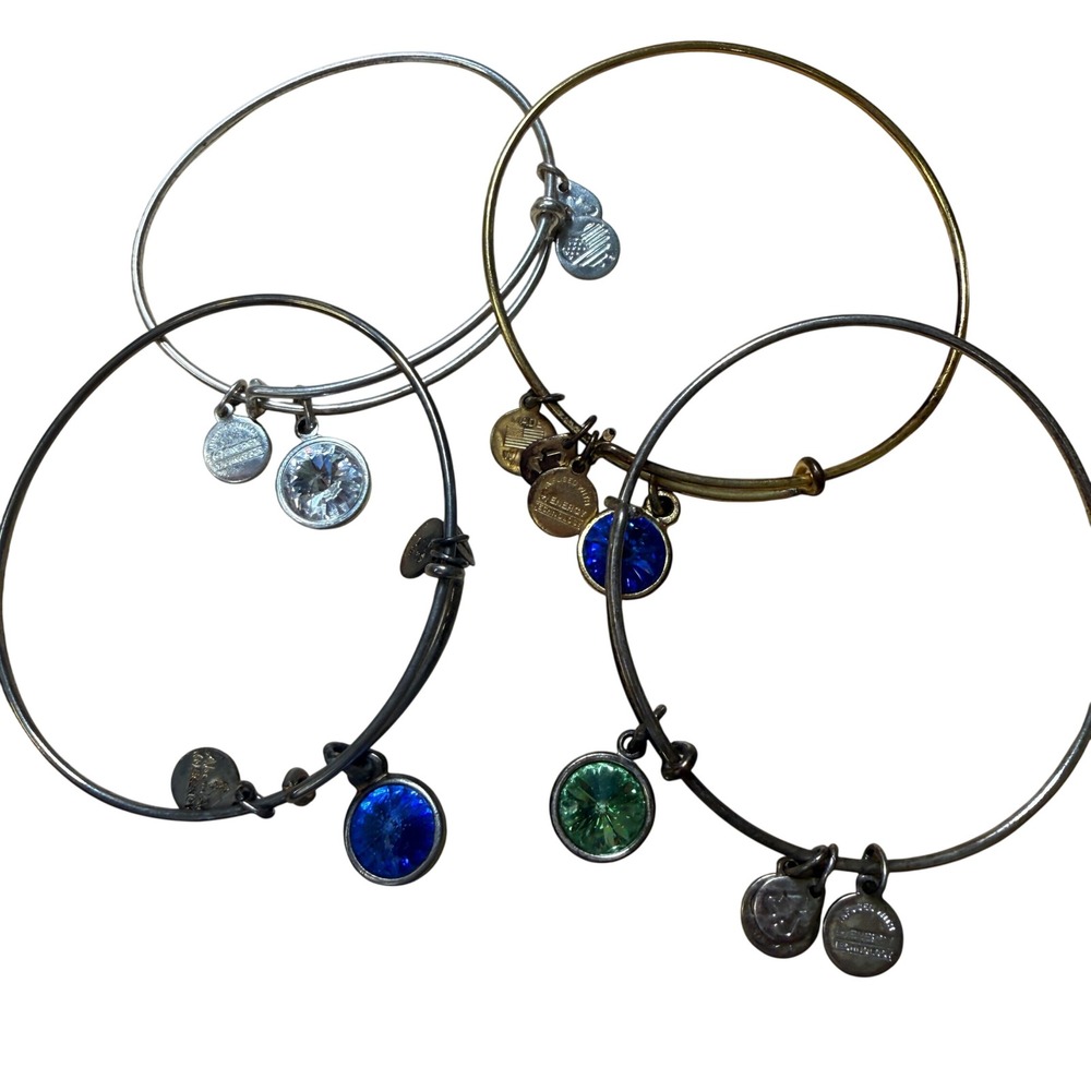 Boho Crystal Stackable Lot of 4 Alex and Ani Expandable Bangle Bracelets